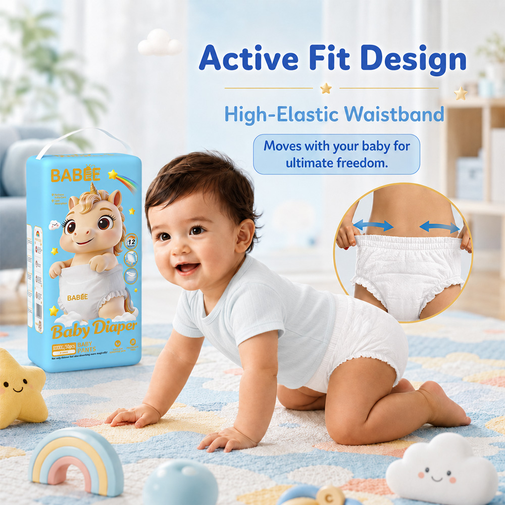 BABEE Unicorn Baby Diaper Pants 50pcs Ultra Thin Absorbent Newborn Set ...
