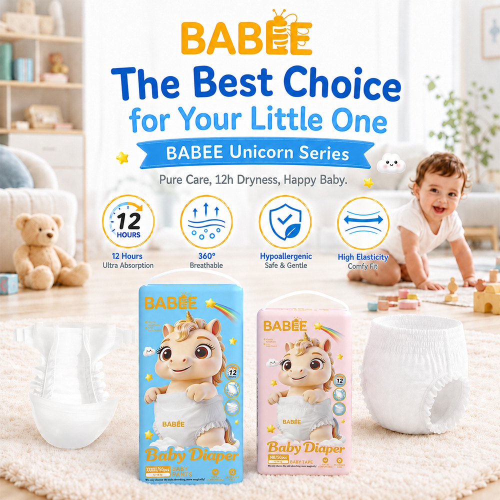 BABEE Unicorn Baby Diaper Pants 50pcs Ultra Thin Absorbent Newborn Set ...