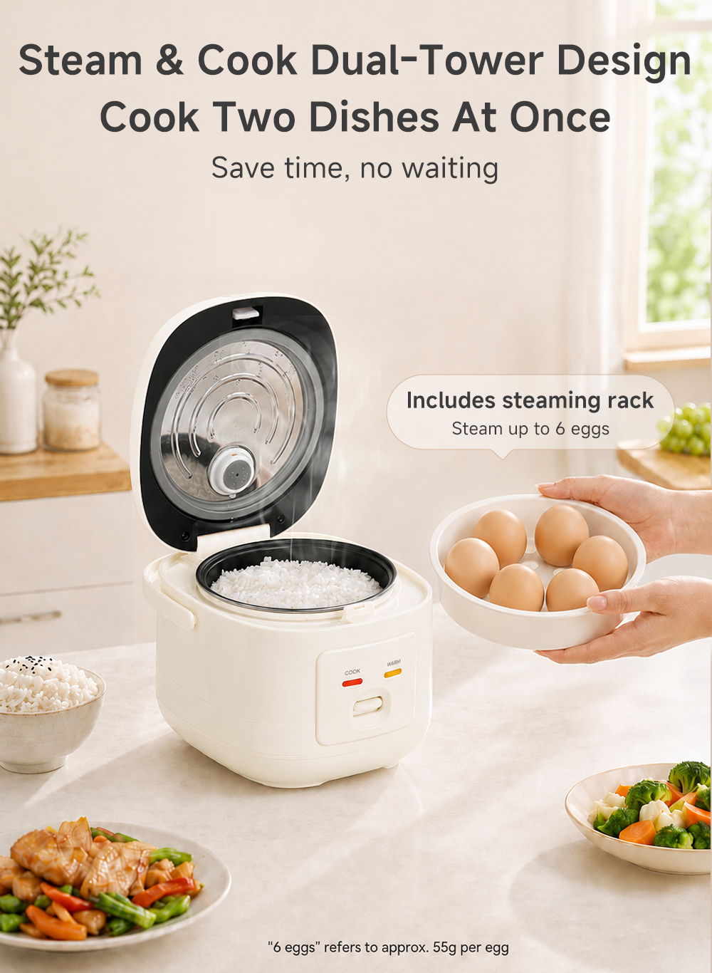 Simplus 2L Rice Cooker Mini Compact Home Use Non-Stick Inner Pot Steam ...