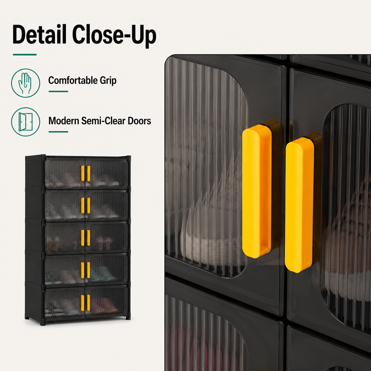 SALVO Stackable Shoe Cabinet Double Door Dustproof Plastic Shoe Rack ...