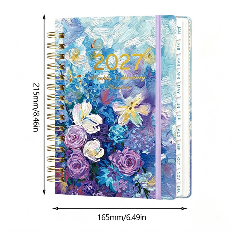 2027 Planner Plant flowers HardCover Weekly Monthly A5 Notebook 100gsm ...