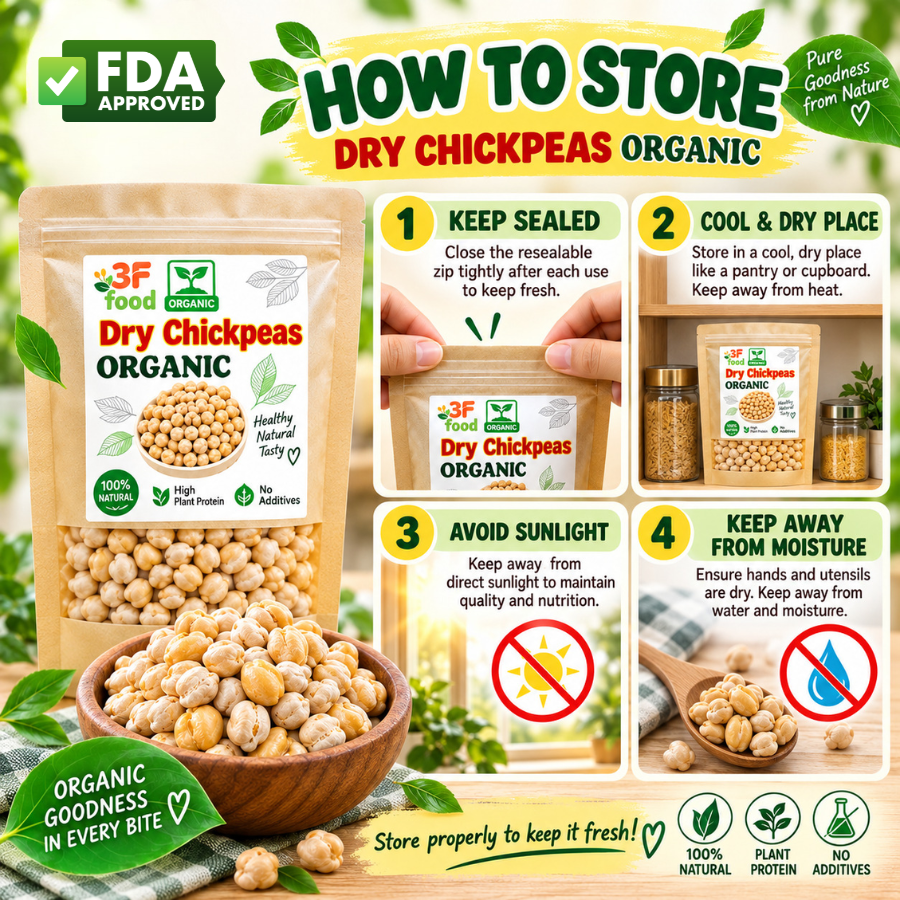 3F Food Organic Dry Chickpeas 100% Natural High Protein Fiber Rich No ...