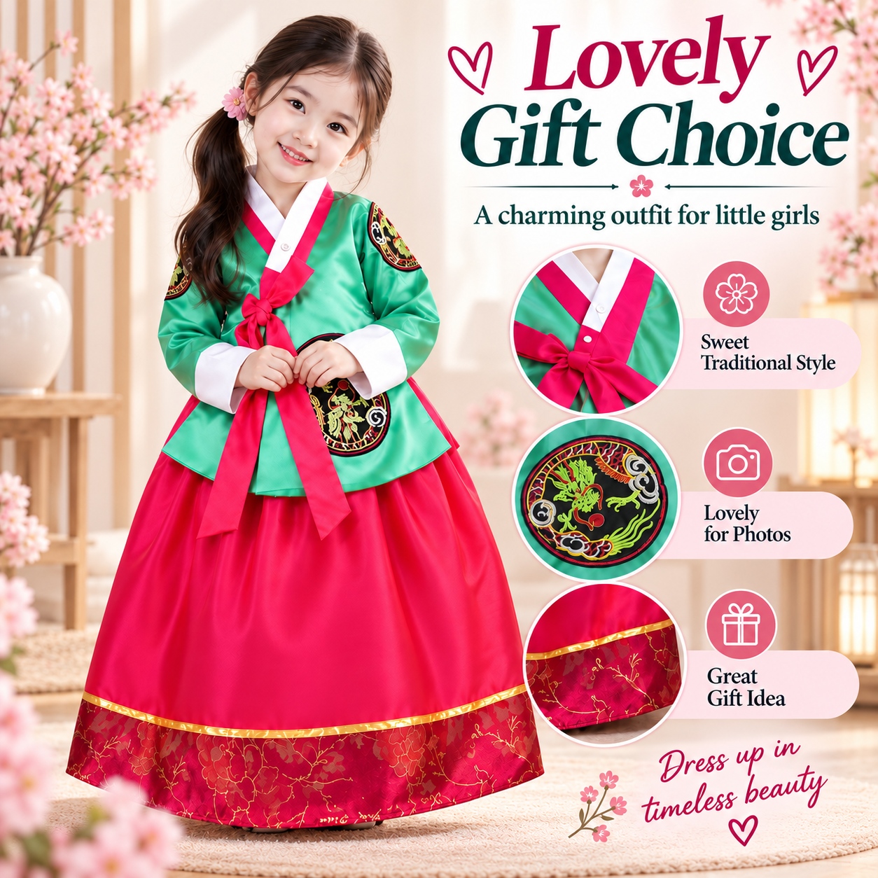 United Nations Day Girls Korean Hanbok Costume | Traditional Dress ...