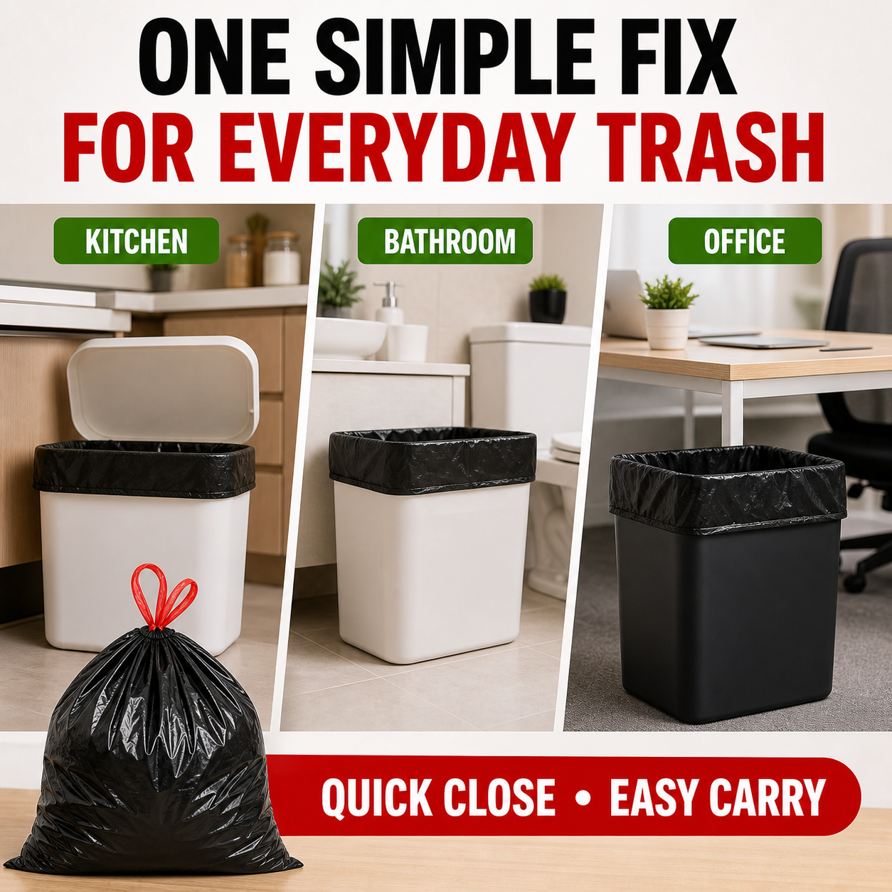 100pcs Drawstring Garbage Bags Thickened Trash Bags 10-120L Kitchen ...