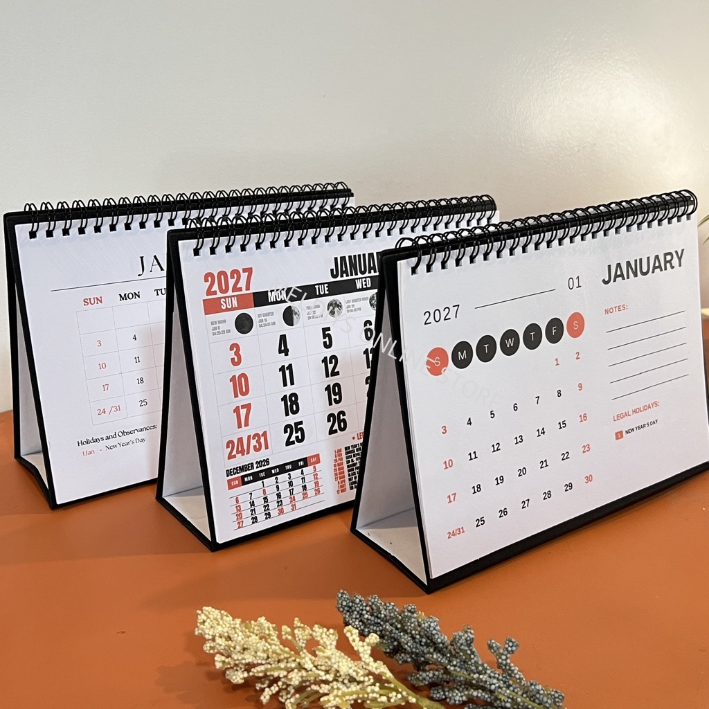 Minimalist Hardbound Desk Calendar Year 2027/ Year of The Goat- 3Design ...