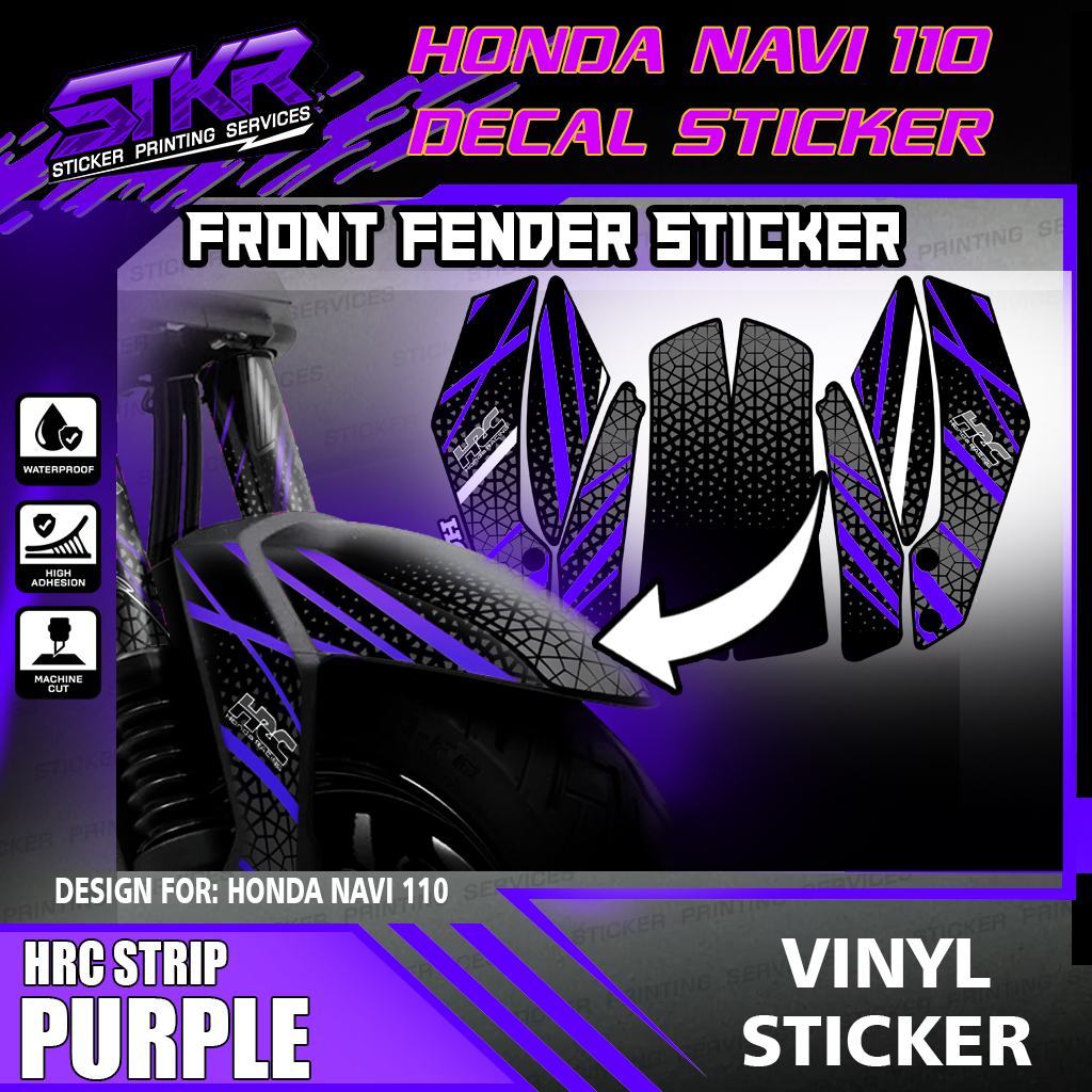 Honda Navi 110 Front Fender Sticker Vinyl Decal Sticker HRC Strip Pink ...