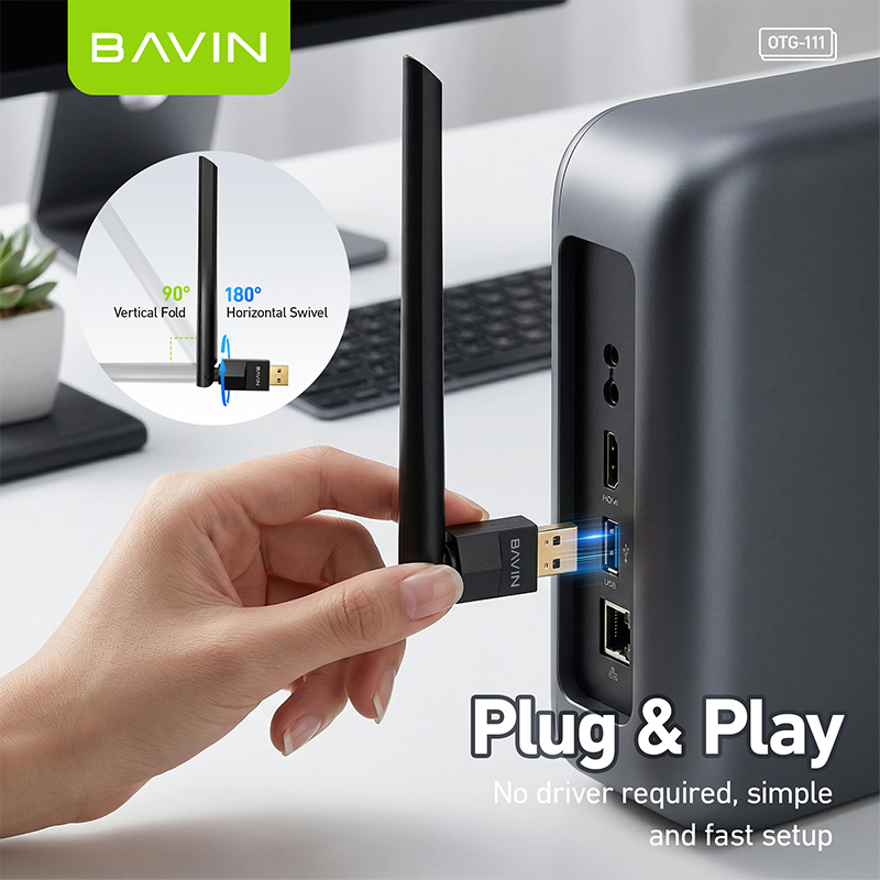 BAVIN O111 USB Bluetooth 5.3 100M Dongle Wireless Adapter for PC ...