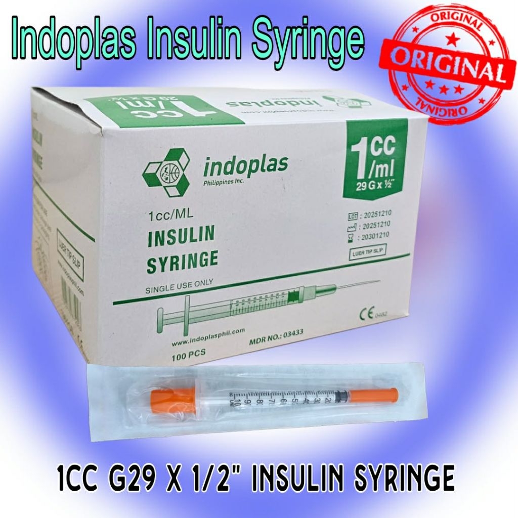 Insulin Syringe 1cc G29 x 1/2" (100s| 50s) by INDOPLAS | Shopee Philippines