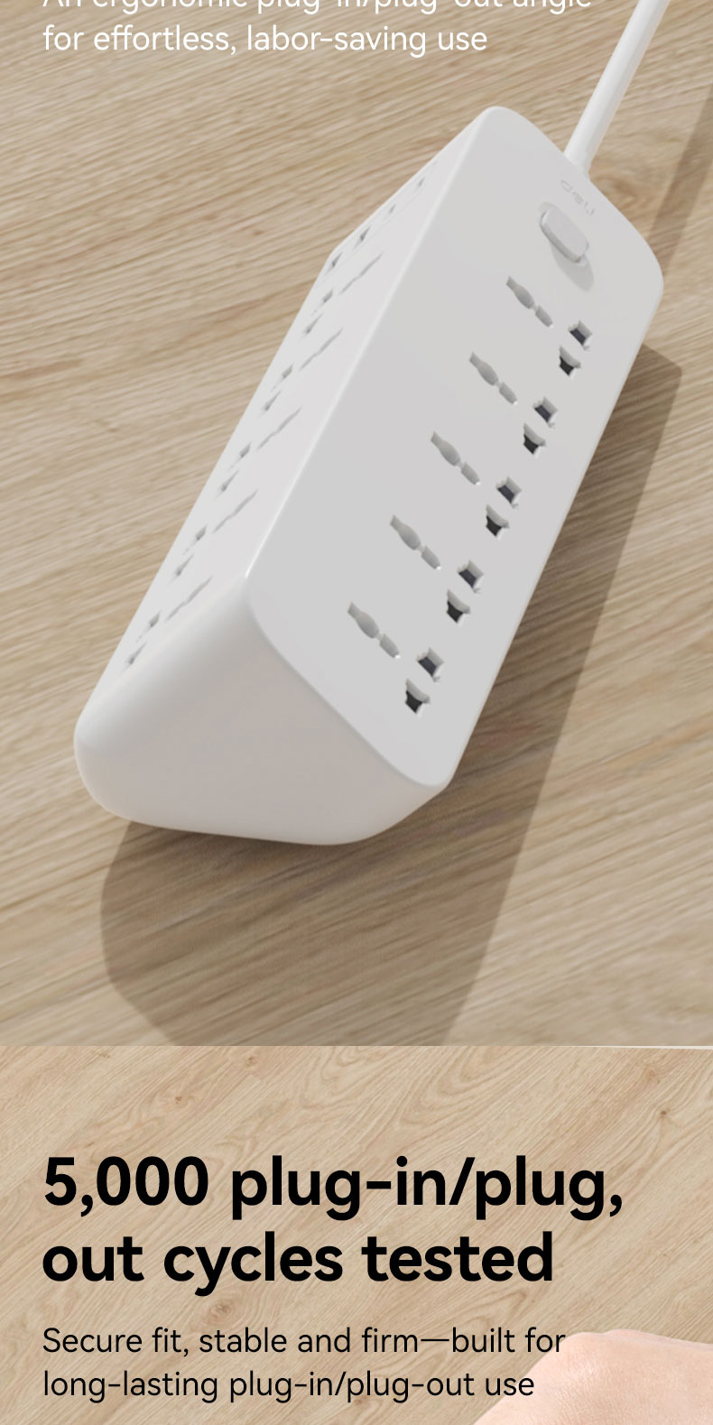 Deli NEW 6/8/10 Triangular Universal Socket 3/5M Extension Cord Socket ...
