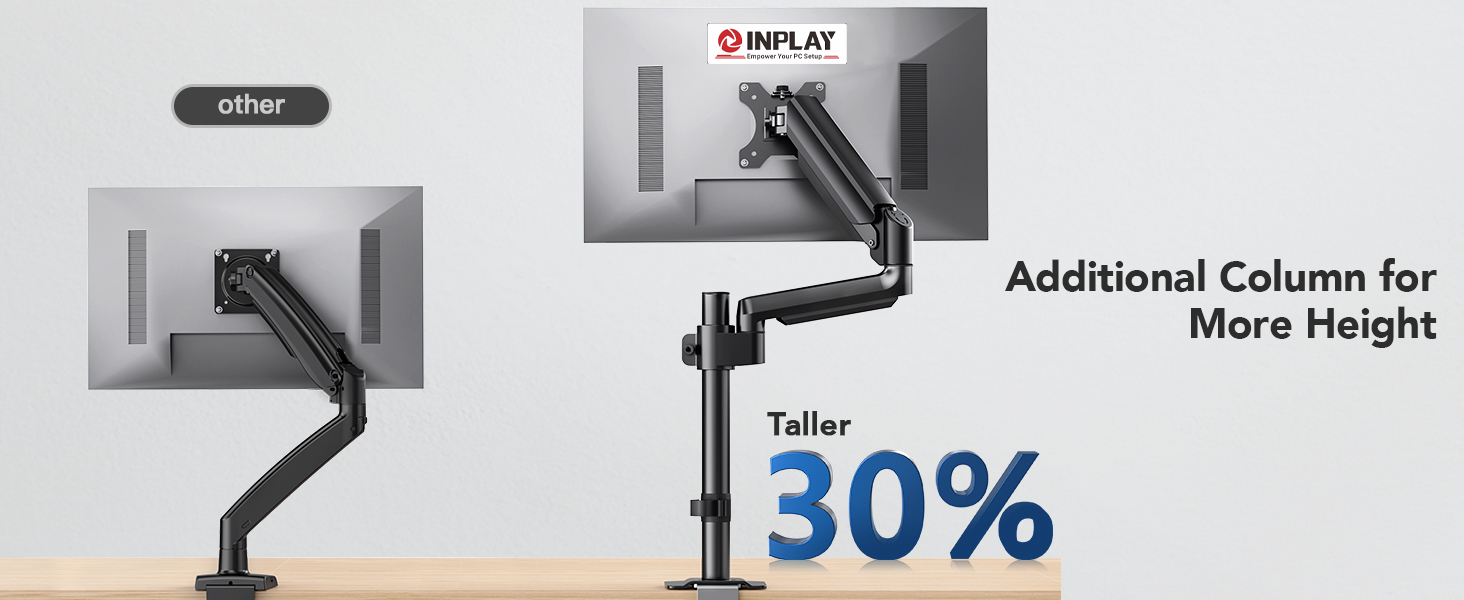 Inplay KMT-252 Tall Single Arm Monitor Mount Gas Spring Full Motion ...