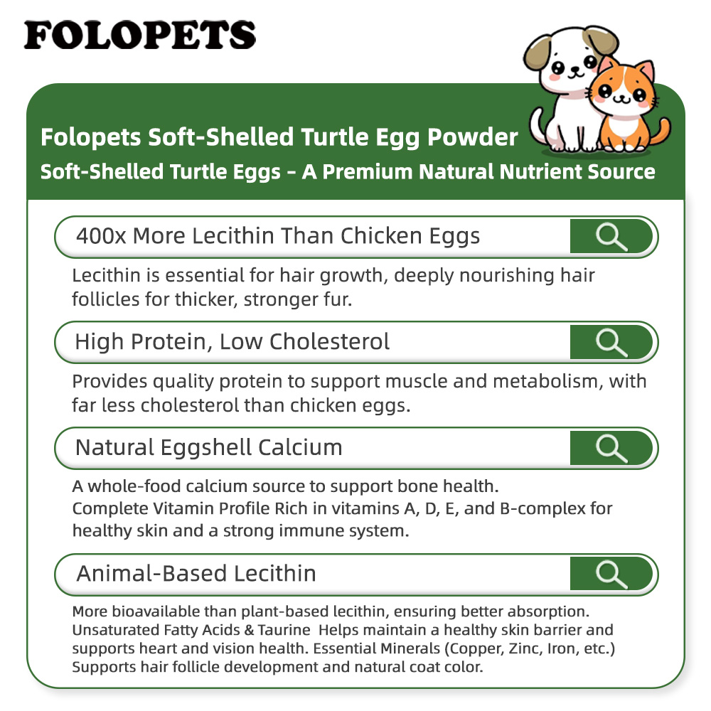 Natural Turtle Egg Fur Booster Powder for Dogs Cats Omega3 Biotin Zinc ...