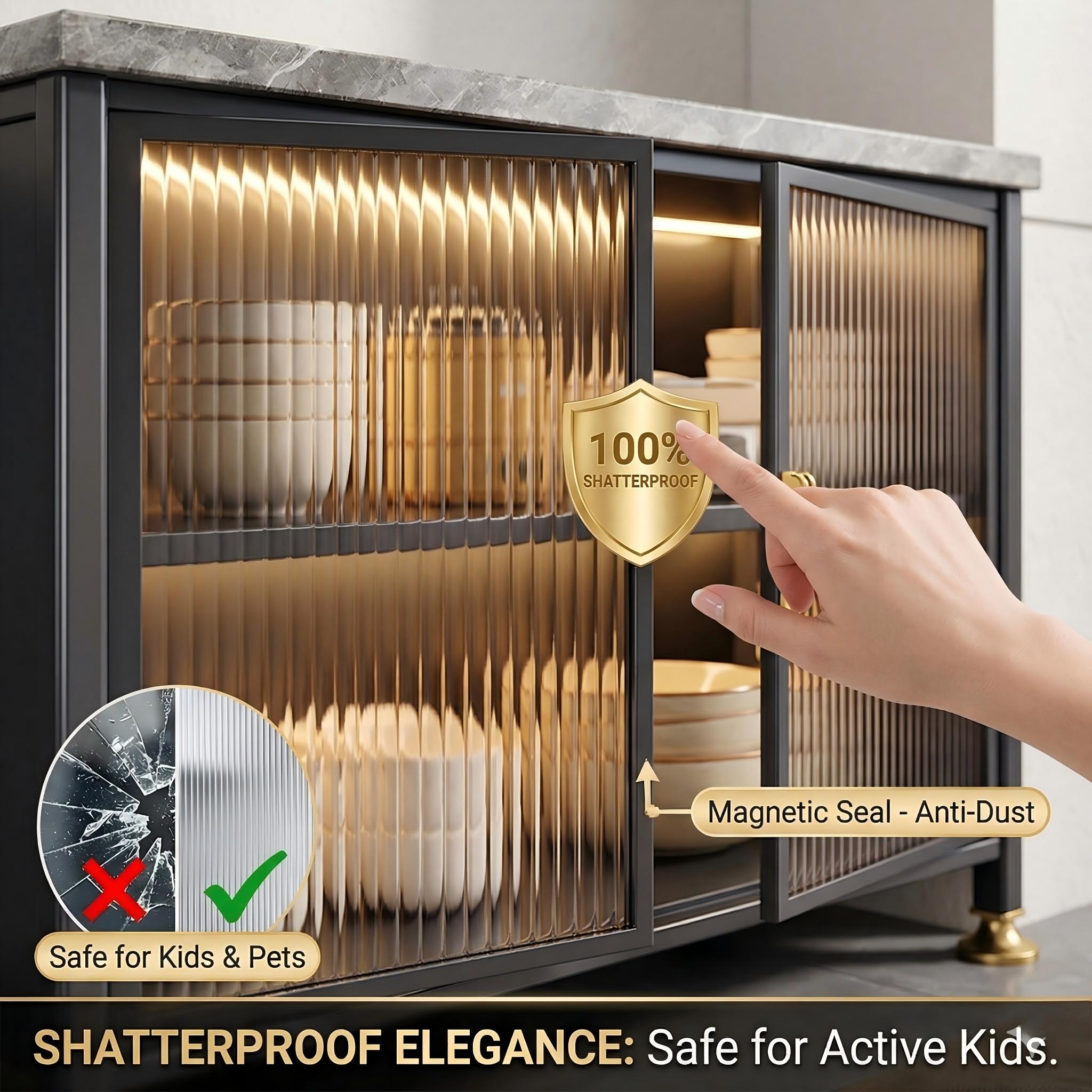 Kitchen Cabinet Marble Look Countertop Sideboard Pantry Storage Cabinet ...