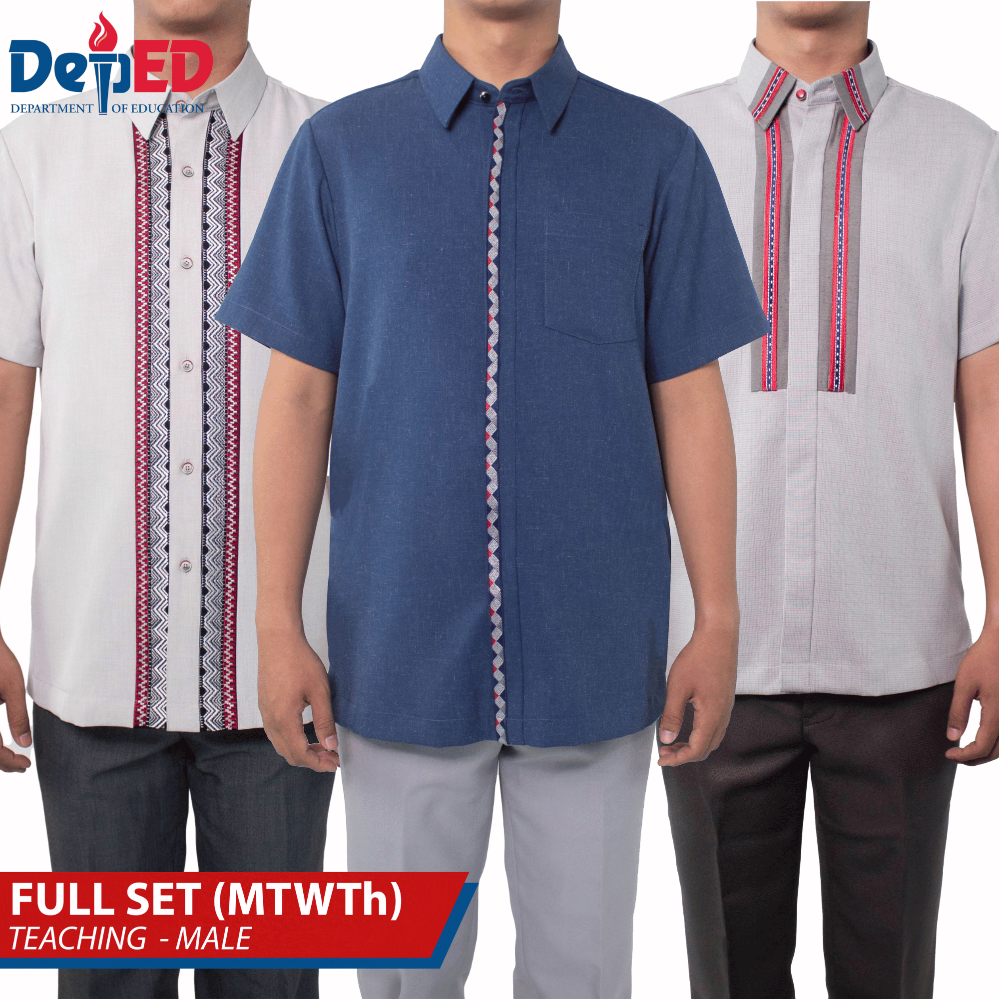 DepEd Male Teacher Uniform 2026-2027 Fabric Set (3-Day) | Blouse ...