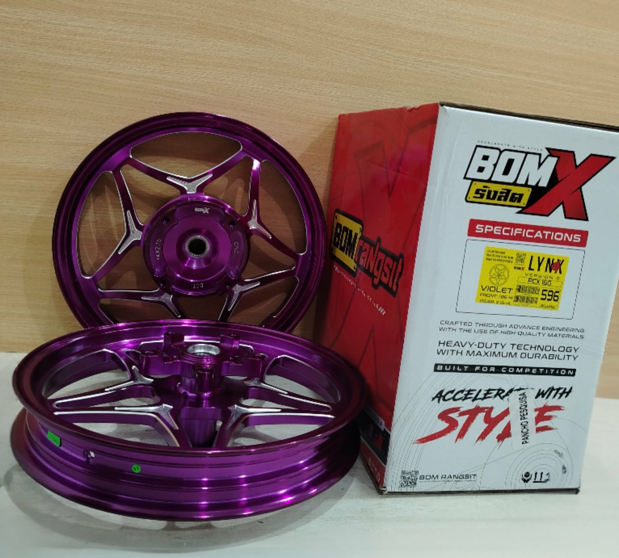 BOM RANGSIT BomX LYNX CNC STAR MAGS for HONDA PCX 160 FRONT: 1.85x14 ...