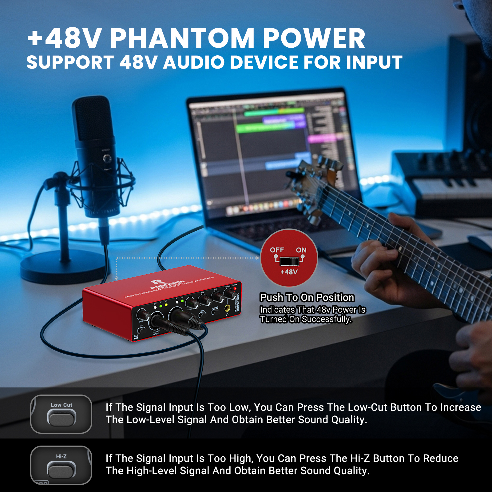 Audio Interface Stereo Sound Card 24 Bit/192 Khz Sound Card Usb ...
