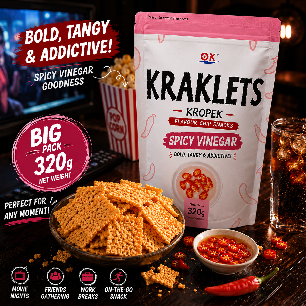 OK Kraklets Kropek 320g Flavour chip snacks | Shopee Philippines