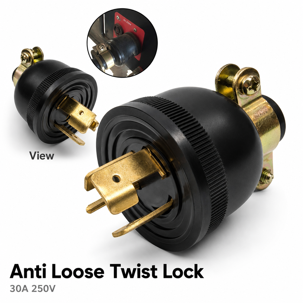 3-5KW Generator Plug US Three Prong Anti Loose 30A 250V For Gasoline ...