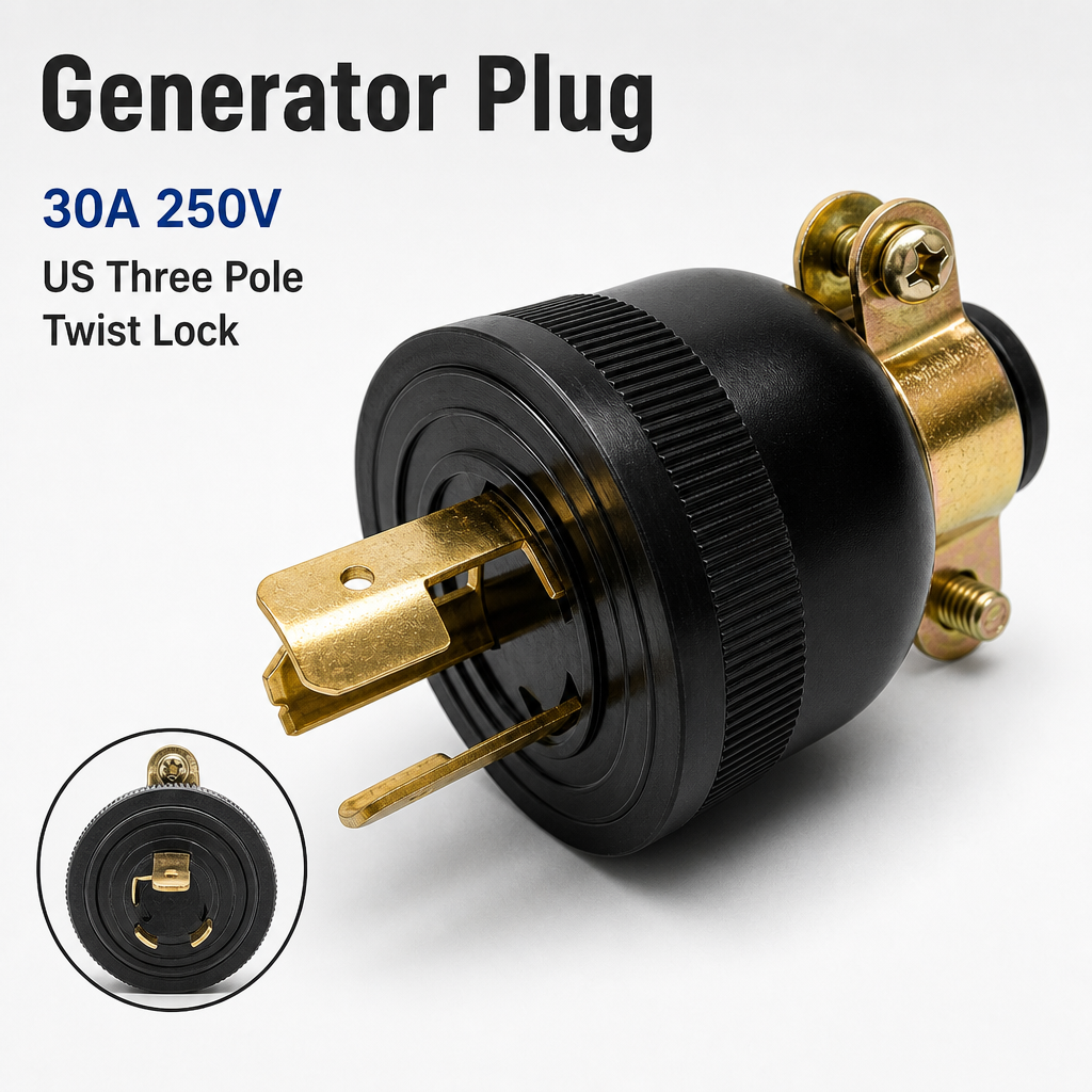 3-5KW Generator Plug US Three Prong Anti Loose 30A 250V For Gasoline ...