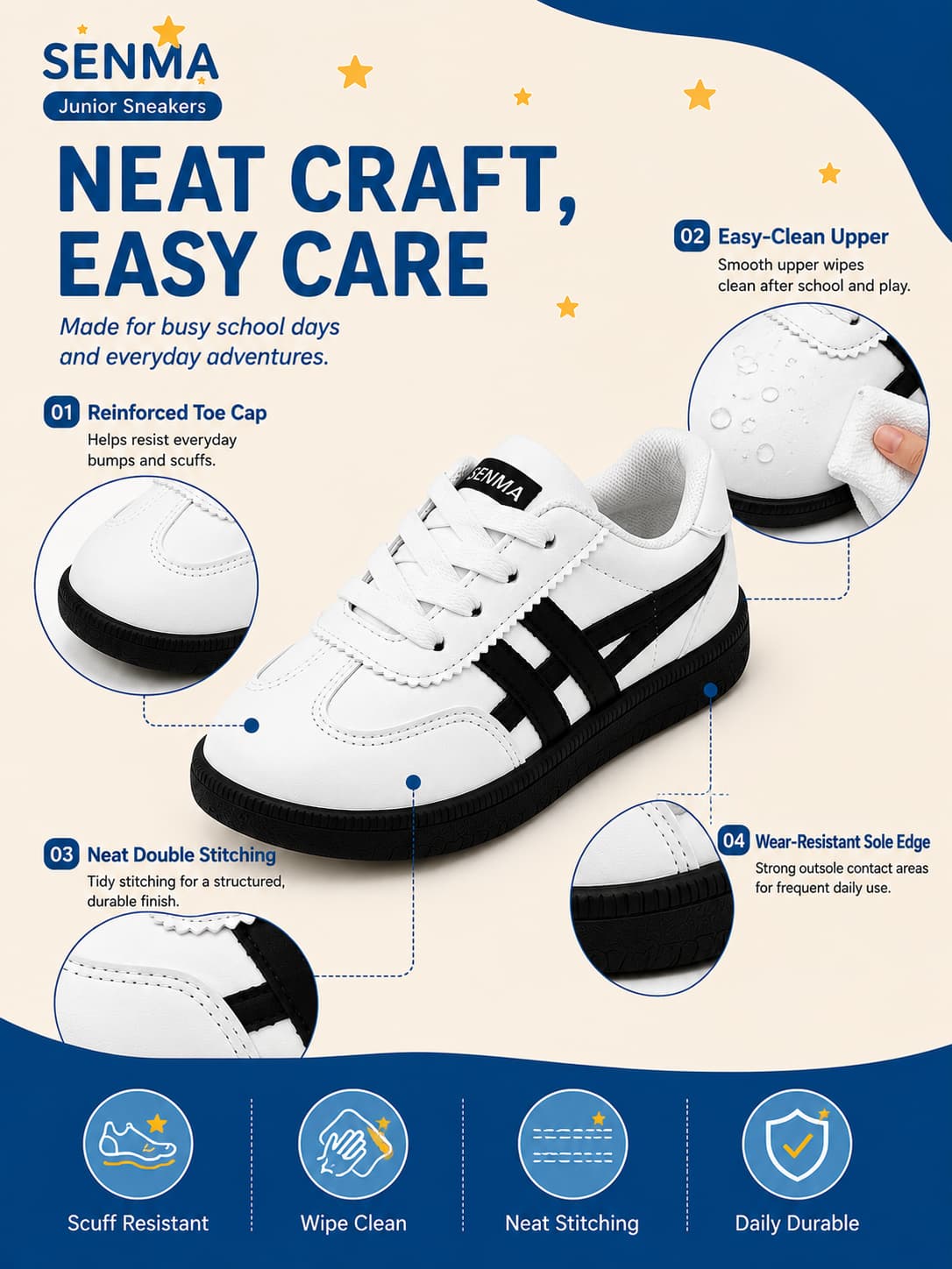 SENMA Rubber Shoes For Kids Girls Korean Shoes Boy Fashion Breathable ...