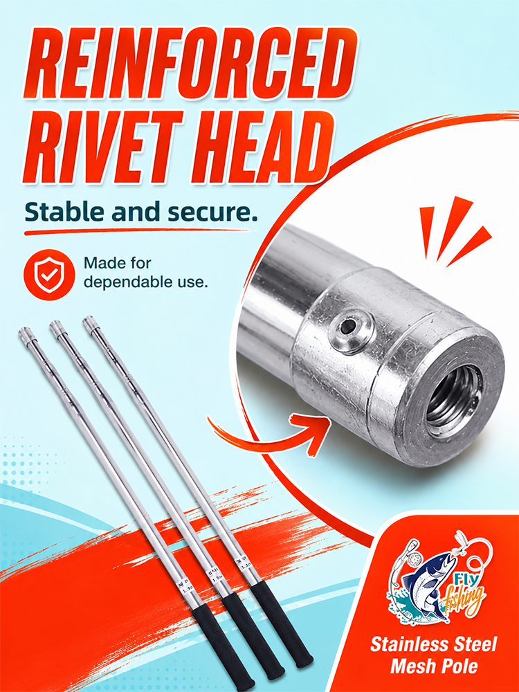 2.1M Stainless Steel Telescopic Fishing Net with Anti-Slip Handle for ...