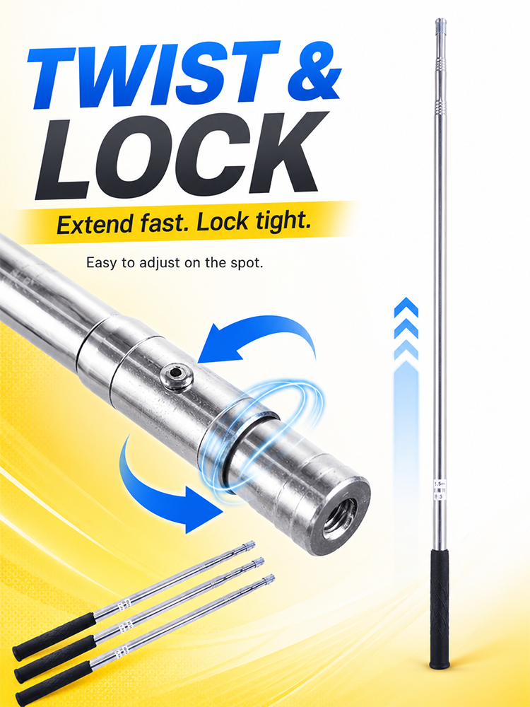 2.1M Stainless Steel Telescopic Fishing Net with Anti-Slip Handle for ...