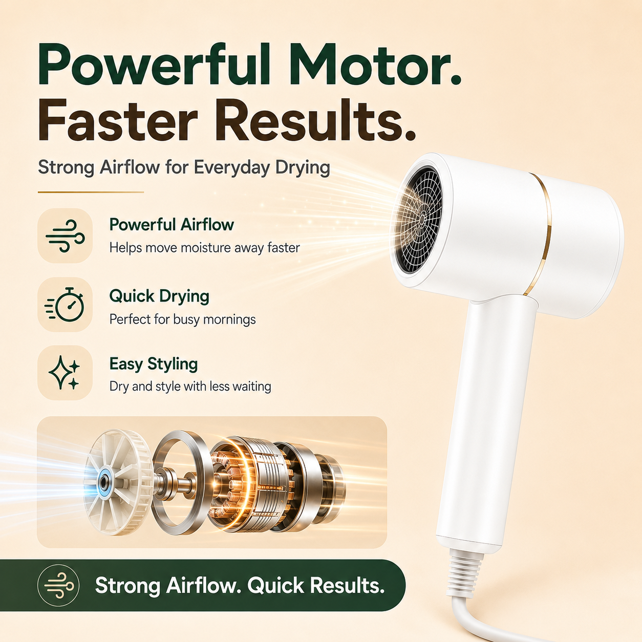 2-in-1 Blower Hair Dryer Hot and Cold Foldable Portable Dryer for ...