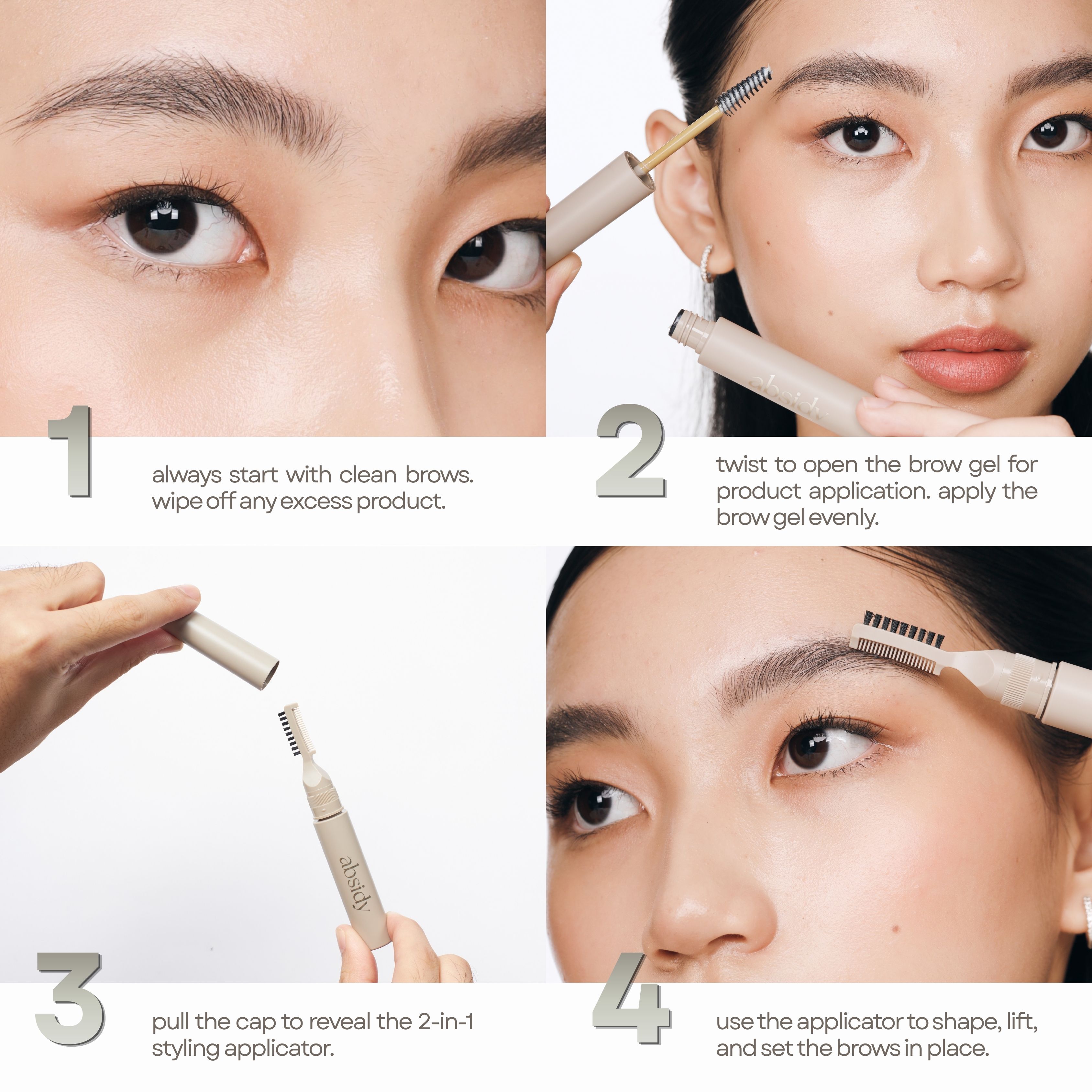 Absidy Sculpt & Hold Multi-Peptide Laminating 3in1 Brow Gel Clear ...