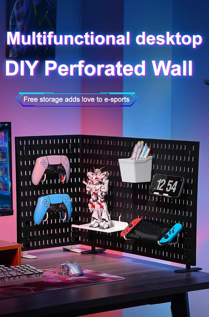 Gooboo No Drill Pegboard Organizer DIY Wall Storage Gaming Room Decor ...