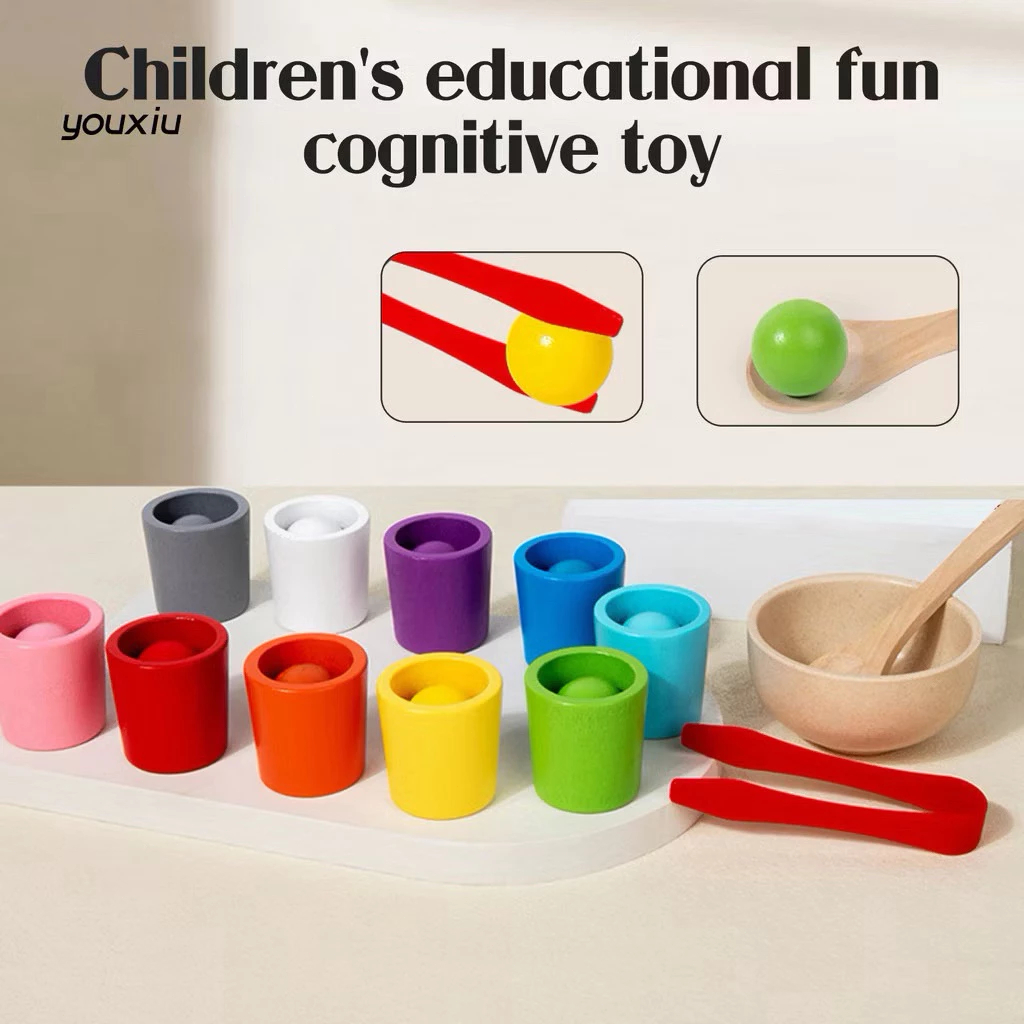 Color Cups Matching Game, Sorting Excercise Color Matching Montessori ...