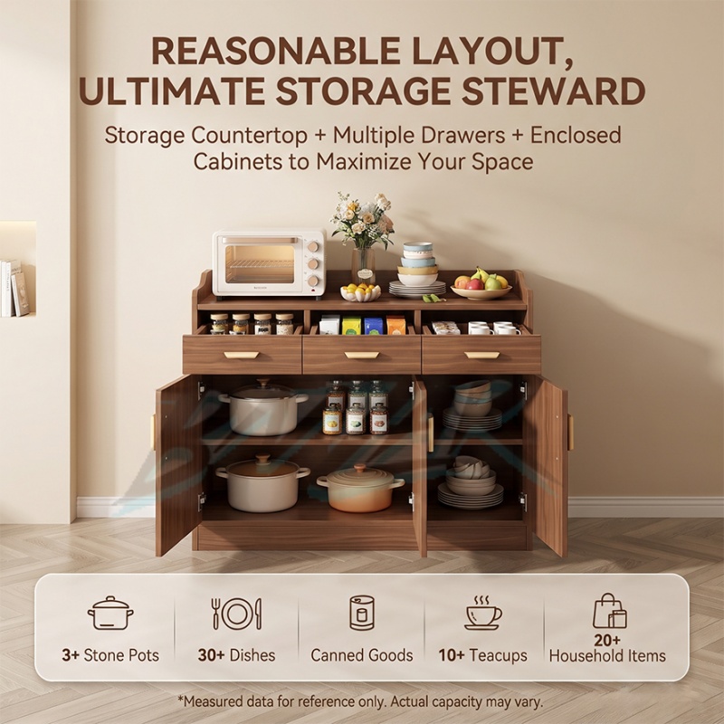 Sideboard Cabinet with Drawers Wooden Storage Cabinet Modern Buffet ...