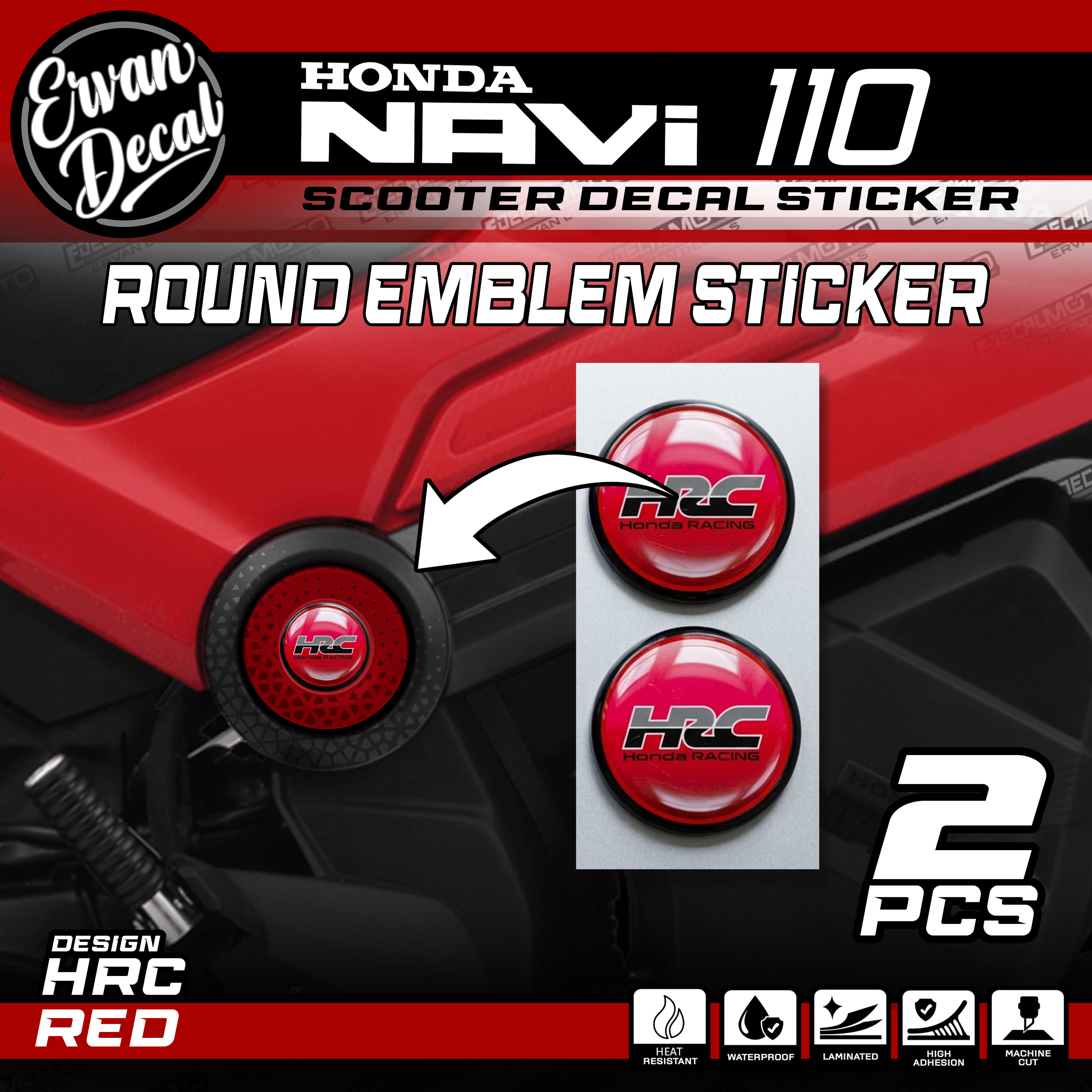 HONDA NAVI ROUND EMBLEM STICKER GLOSSY WATERPROOF ERVAN DECAL | Shopee ...