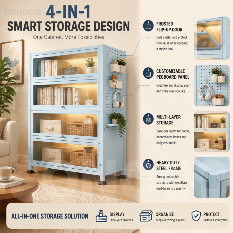 Metal Cabinet Storage With Pegboard Side Panel Heavy Duty Multi Tier ...