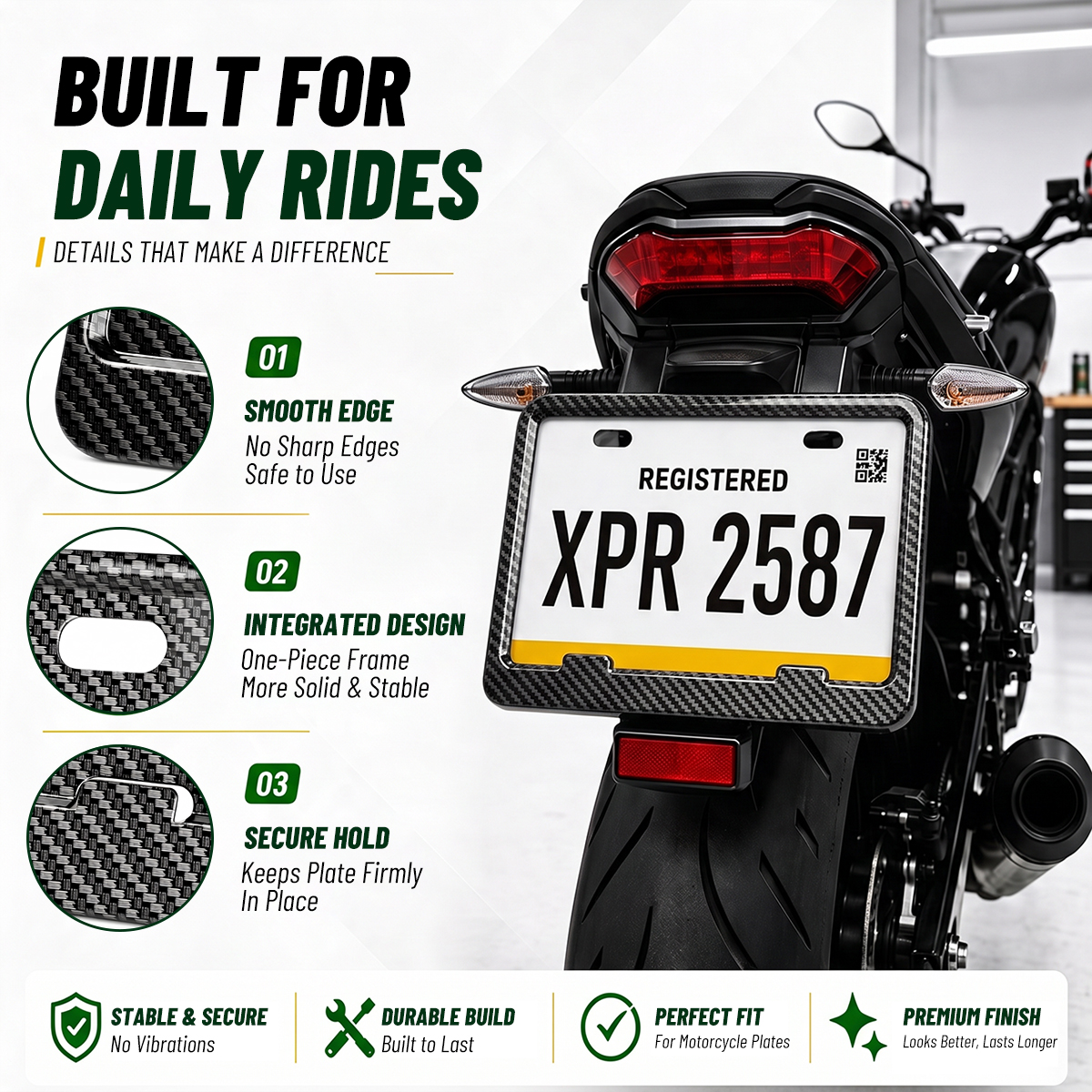 XAUTO Aluminium Alloy Plate Cover For Motorcycle LTO Plate Carbon ...