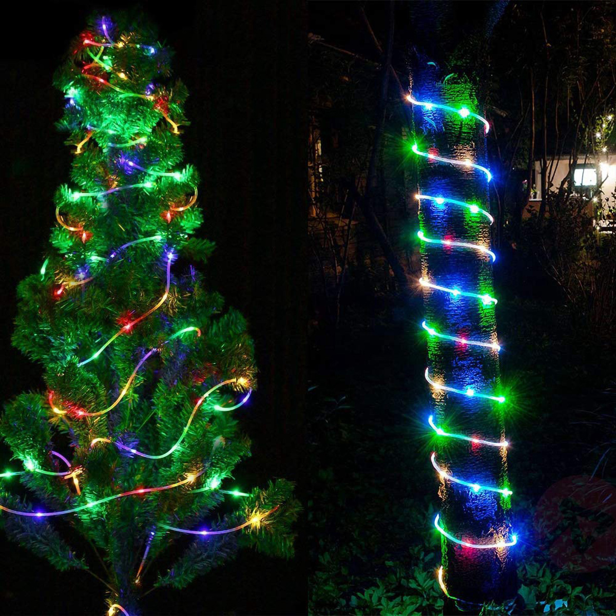 Solar Christmas Fairy Tube Rope Lights Outdoor Waterproof LED Strip ...