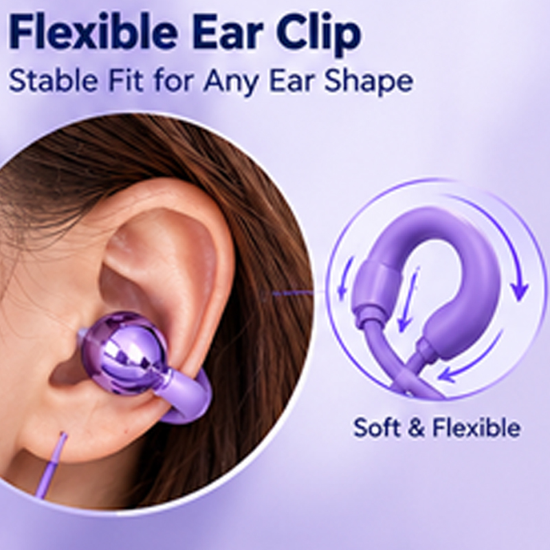 3.5mm Wired Earphones with Mic Ear Clip Earbuds Hi-Fi Clear Sound ...