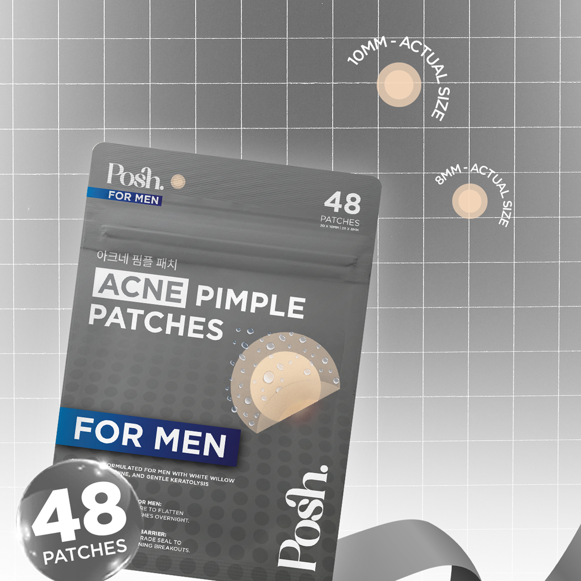 MEN'S PIMPLE PATCHES Posh Skin 48pcs Hydrocolloid Acne Spot Patches ...
