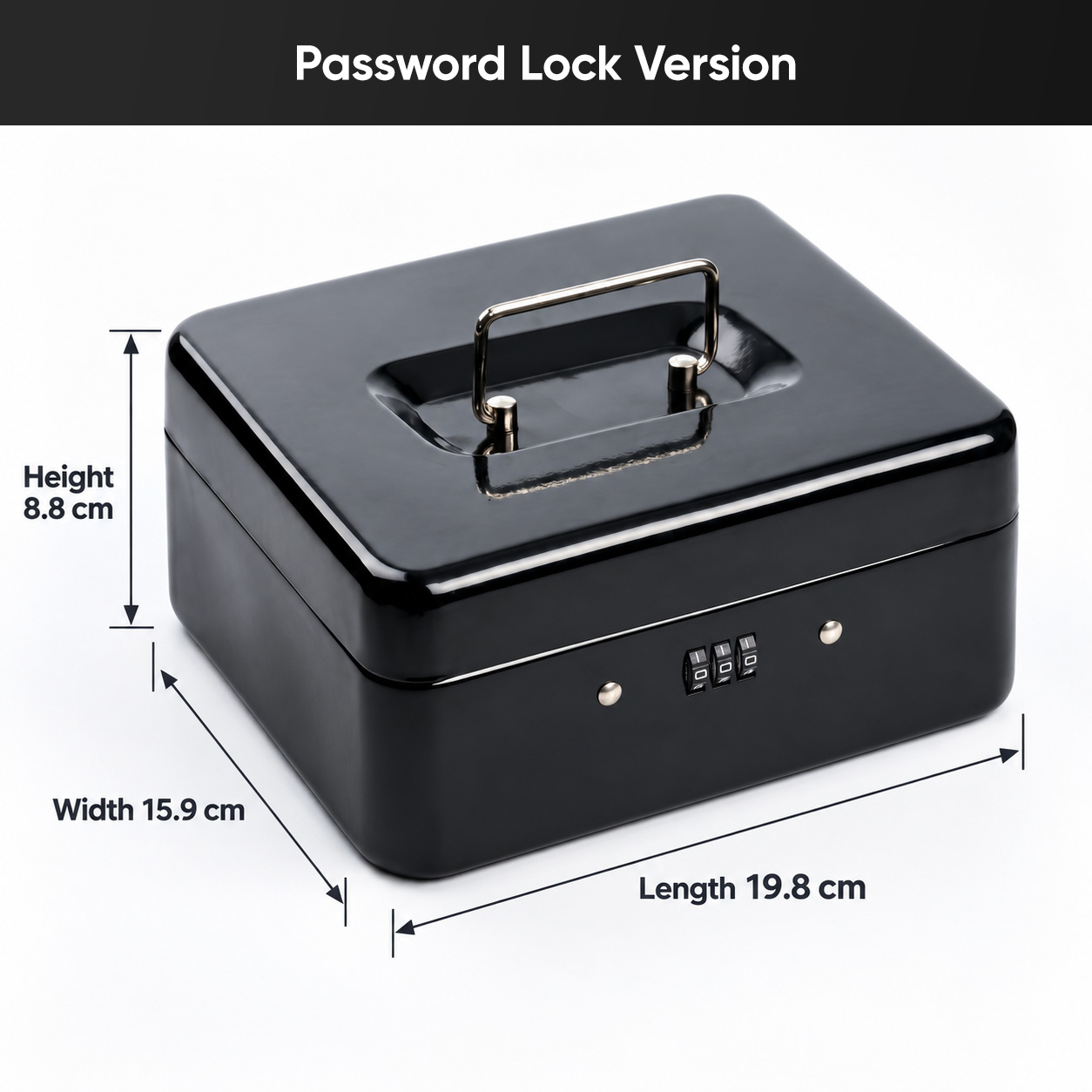 Fyseus by Mitsushi Portable Metal Cash Box with Key/3-Digit Combination ...