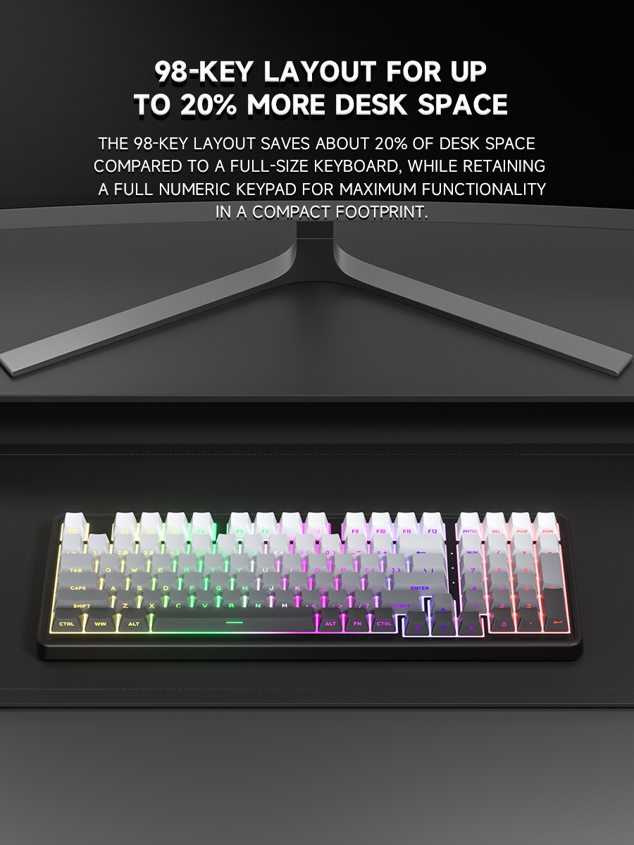 ZIFRIEND ZT98 Wired Mechanical Keyboard With Numpad Hot Swappable ...