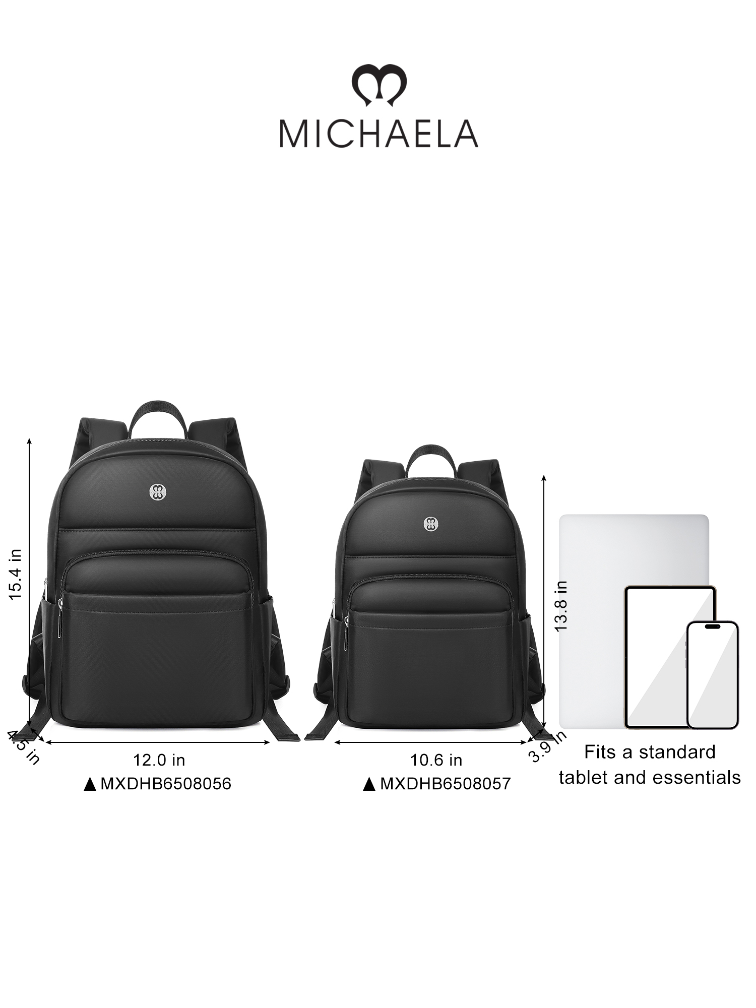 MICHAELA Clean-Lined Laptop Backpack Re-Nylon Roomy School Bag for ...
