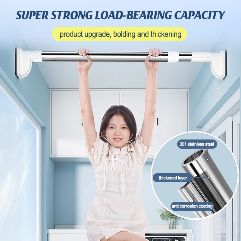 Extendable No Drilling Pole Adjustable Telescopic Clothesline Curtain ...