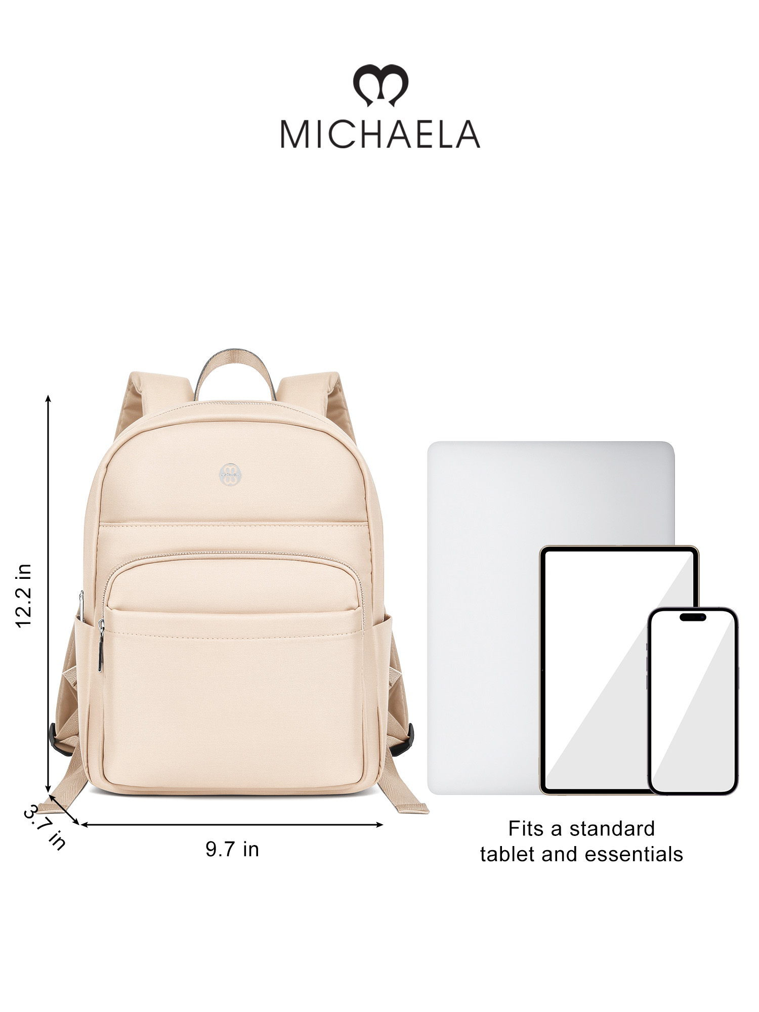 MICHAELA Stylish Campus Backpack Thick Re-Nylon Multi-Pockets for ...