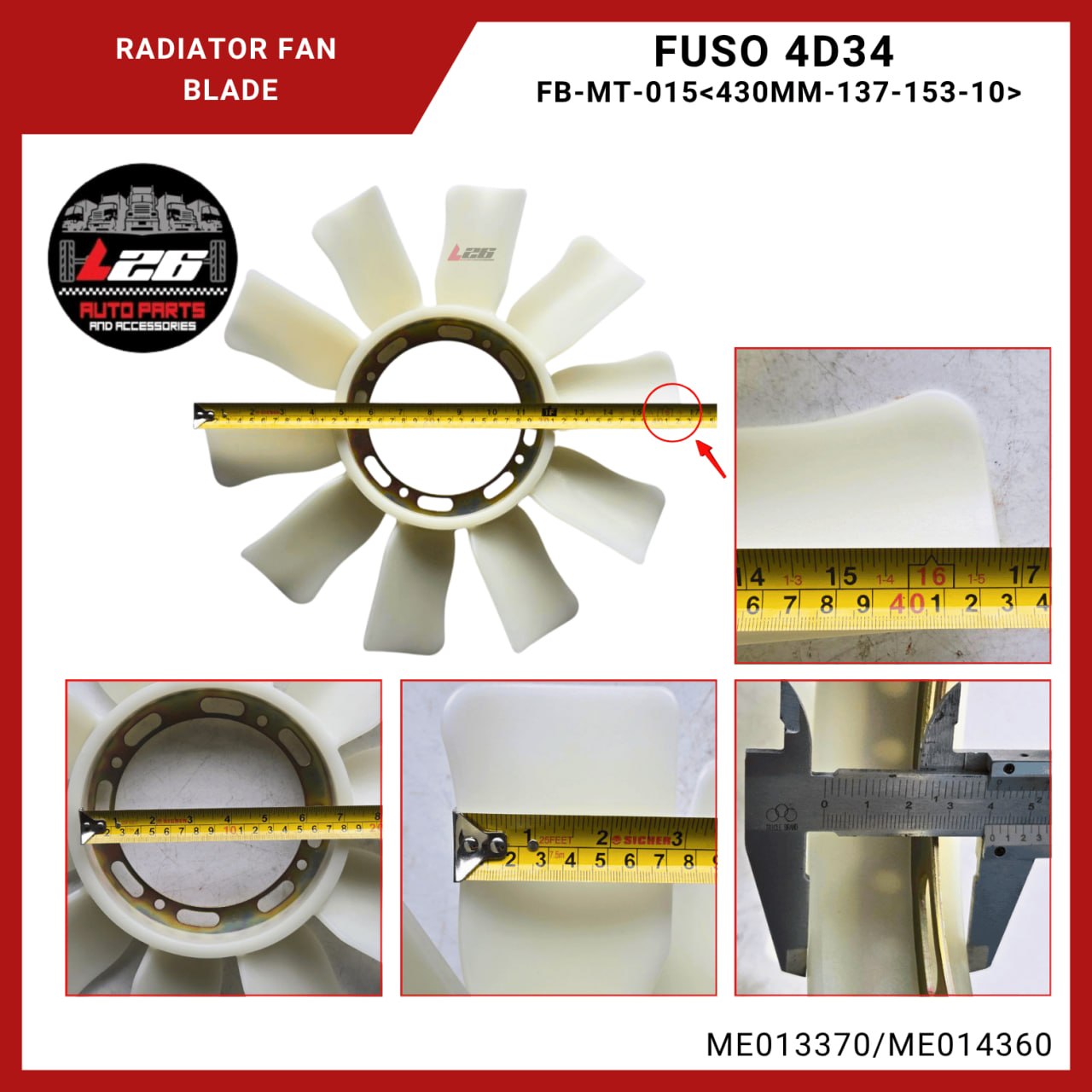 ME013370/ME014360 Radiator Cooling Fan Blade Assy for Fuso 4D34 Engine ...
