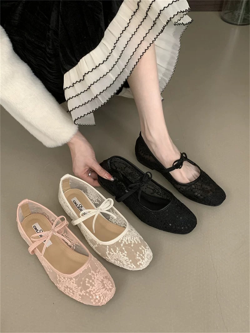 35-42 Women Fashion Doll Shoes Round Toe Bow Ballet flat shoe | Shopee ...