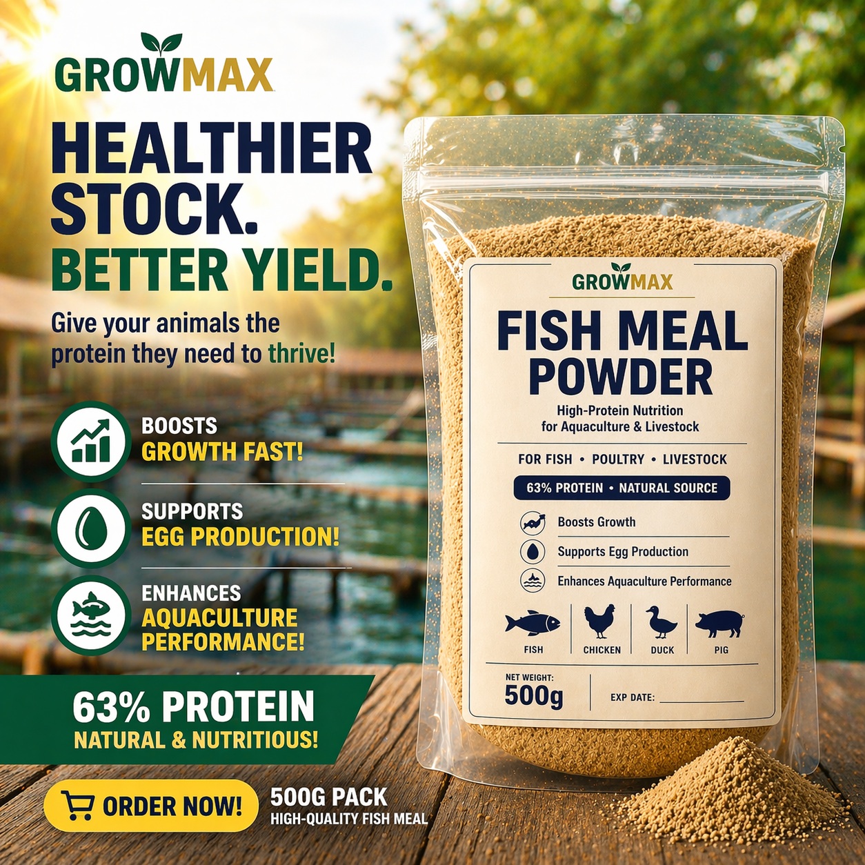 Fish Meal Powder 500g High Protein Feed Poultry Fish Livestock ...