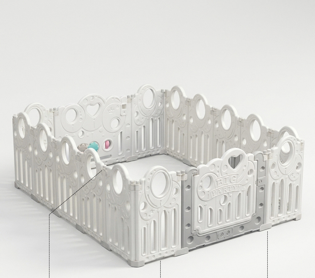 Baby Playpen Big Party Indoor Play Fence with Door and 10 Ocean Balls ...