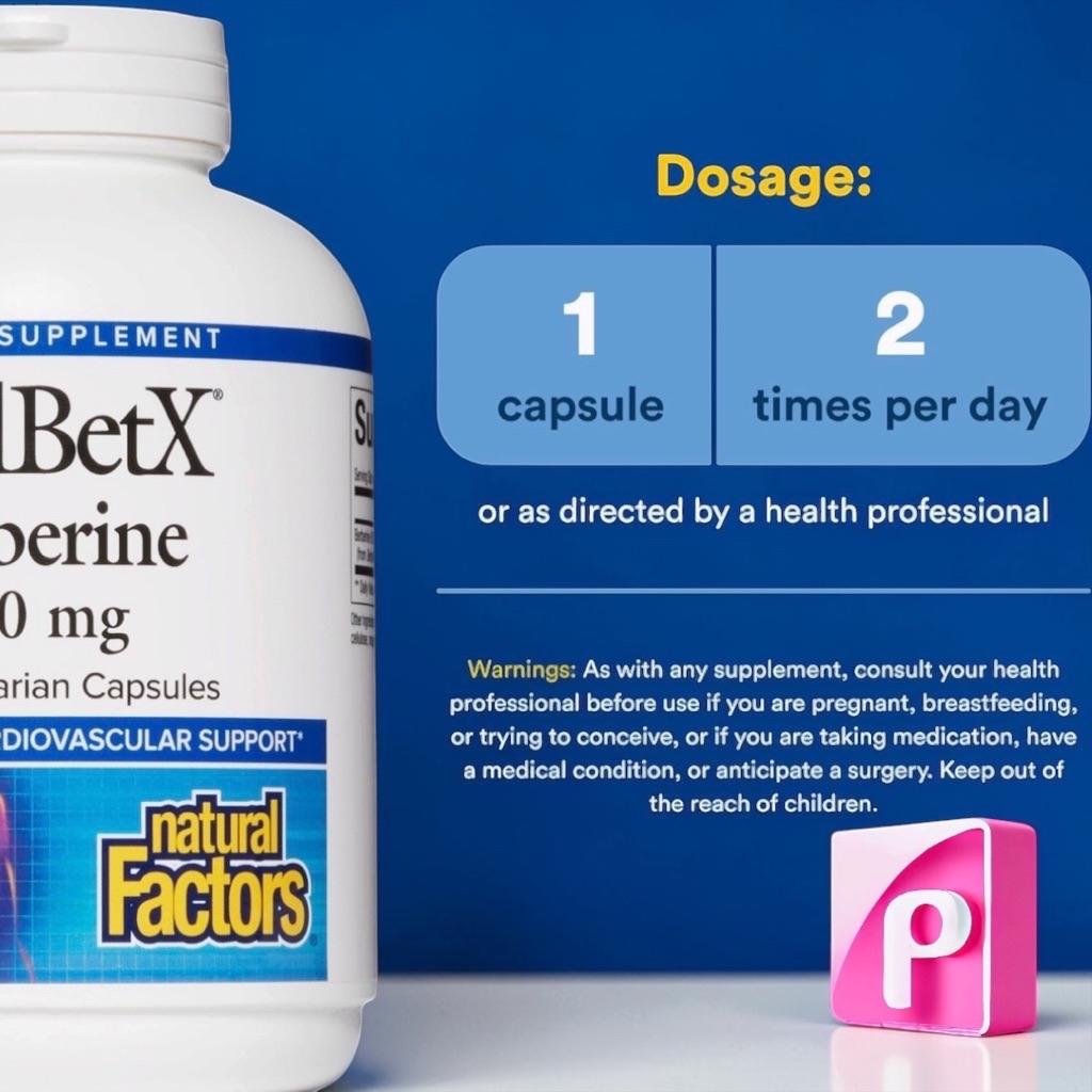Natural Factors WellBetX Berberine 1000mg 60s 120s Vegetarian Capsules ...