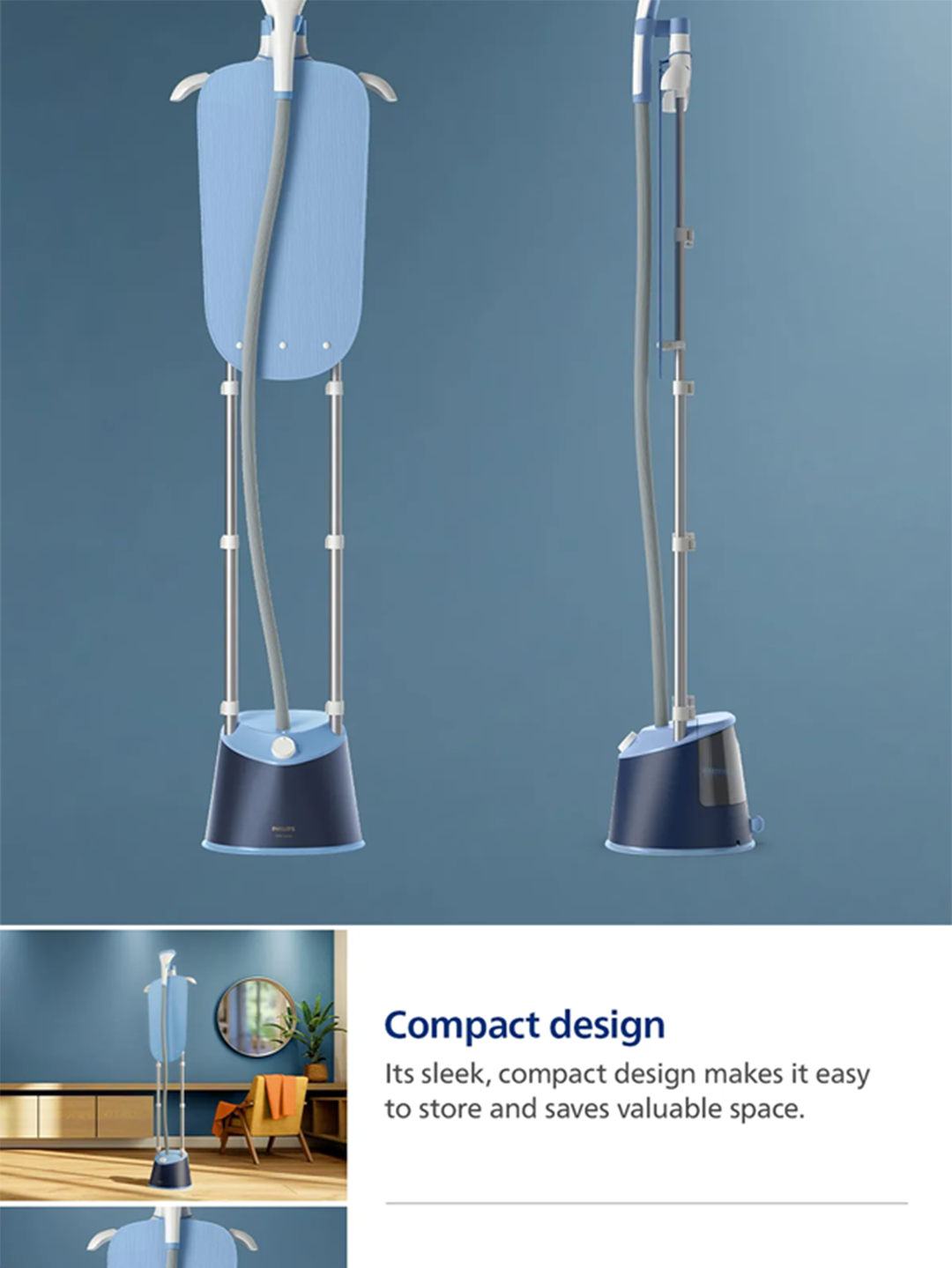 PHILIPS Garment Steamer STE1030/20 1.8L 3 Steam Settings, With ...