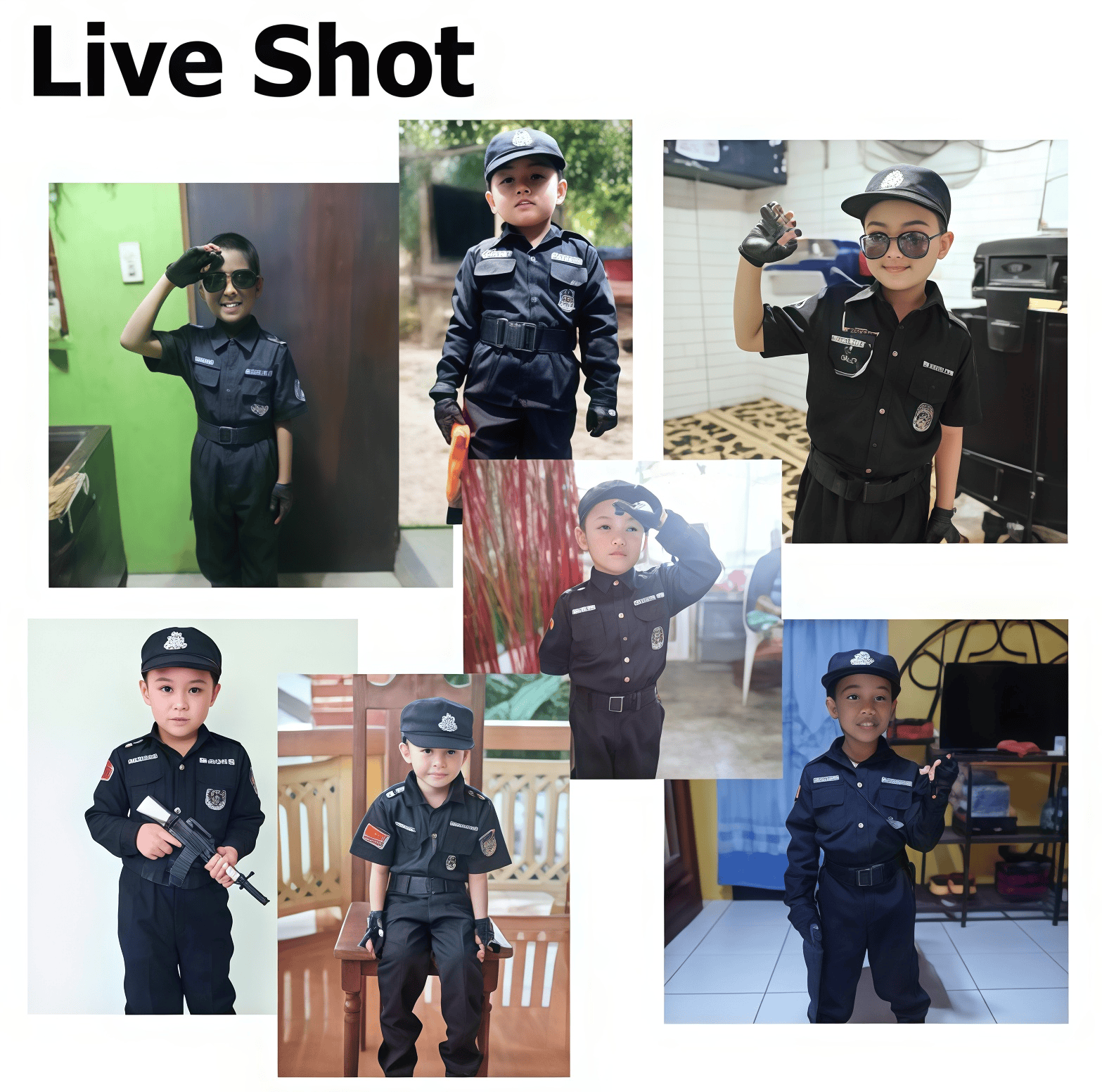 Kids Officer Police Costume SWAT Costume Army Police Halloween Soldier ...