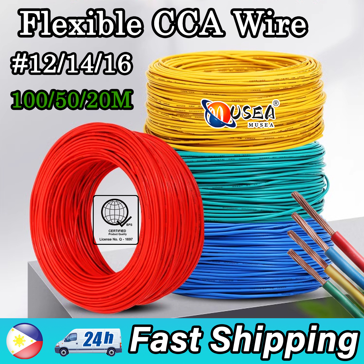 BVR Flexible Wire #12 #14 #16 CCA Cable 100m 50m 20m Single Core Multi ...