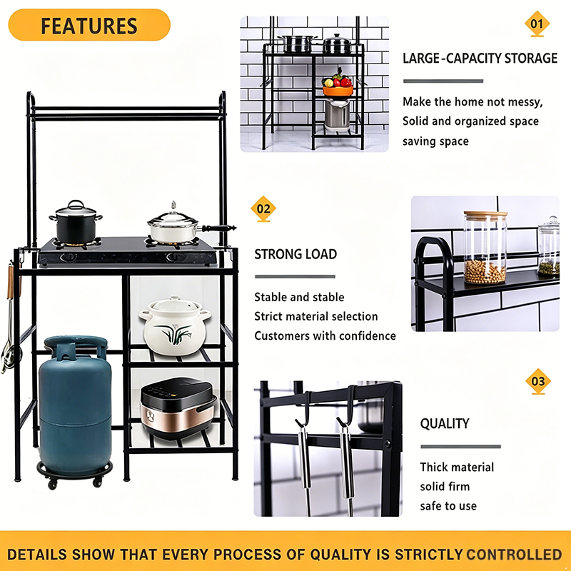 MAXCOOK Metal Gas Stove Stand Rack with LPG Roller Gas Rack Organizer ...